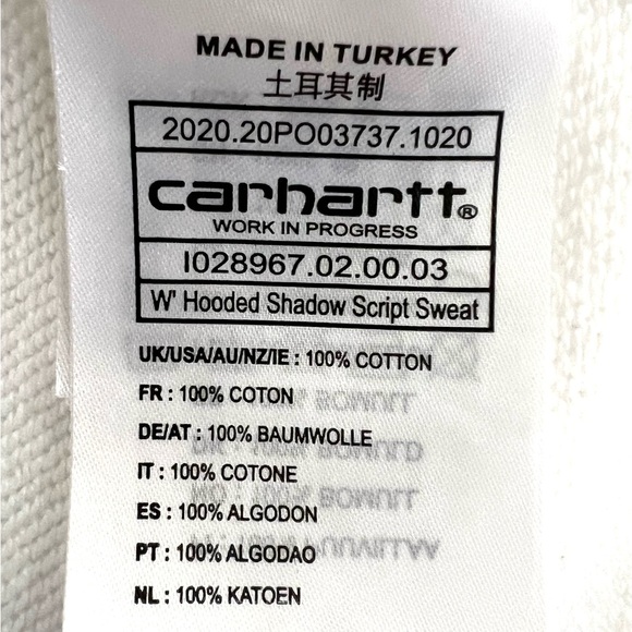 NEW CARHARTT Hoodie Sweatshirt White Pastel Logo Women’s Size Small FAST SHIP - Picture 5 of 9
